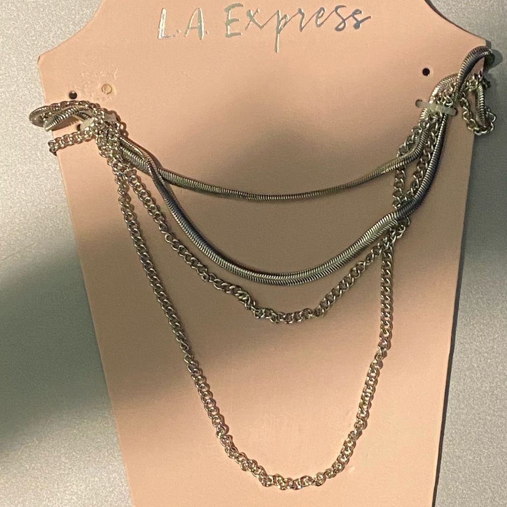 Silver LA Express Layered necklaces. Brand New